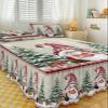 Christmas Southwest Wrap Around Pleated Bed Skirts for Cal.King Bed 72x84, Decorative Dust Ruffle Bed Sheet & Bedskirt 18'' Drop Bedspread with Pillow Case 20x36 Luxury Gnomes Pine Tree view 3