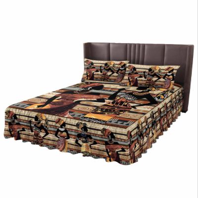Historical African Women Wrap Around Pleated Bed Skirts for Twin Bed 39x75, Decorative Dust Ruffle Bed Sheet & Bedskirt 18'' Drop Bedspread with Pillow Case 20x30 American Indian Southwest Traditional