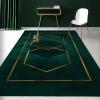 Abstract Green Gold Line Art Area Rugs, Emerald Green Gold Thread Easy Clean Rug, Soft Non-Skid Carpet Throw Rug for Kids Teen Girls Boys Bedroom, Living Room Bathroom Classroom Office 5ftx8ft view 1