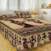 African Women Wrap Around Pleated Bed Skirts for Full Bed 54x75, Decorative Dust Ruffle Bed Sheet & Bedskirt 18'' Drop Bedspread with Pillow Case 20x30 Native American Indian Rustic Tribal Ethnic view 3