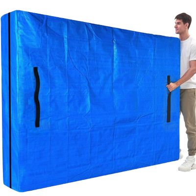 Mattress Bags for Moving, BETU Mattress Protector Waterproof Mattress Cover Twin Size Storage Bags with 8 Heavy-Duty Handles and Zipper for College Bed Extra Thick Large Reusable (77"x42"x15" Blue)