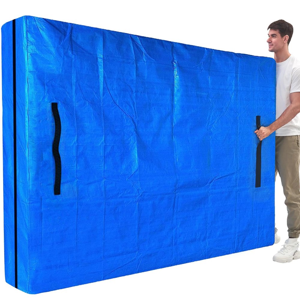 Mattress Bags for Moving, BETU Mattress Protector Waterproof Mattress Cover Twin Size Storage Bags with 8 Heavy-Duty Handles and Zipper for College Bed Extra Thick Large Reusable (77"x42"x15" Blue)