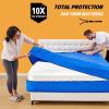 Mattress Bags for Moving, BETU Mattress Protector Waterproof Mattress Cover Twin Size Storage Bags with 8 Heavy-Duty Handles and Zipper for College Bed Extra Thick Large Reusable (77"x42"x15" Blue) view 2