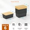 Ohmlove Plastic Storage Baskets With Bamboo Lid - Plastic Storage Containers Stackable Storage bins: Storage Baskets for Organizing Shelves Drawers Desktop Closet Playroom Classroom Office, 6 Pack view 2
