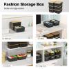 Ohmlove Plastic Storage Baskets With Bamboo Lid - Plastic Storage Containers Stackable Storage bins: Storage Baskets for Organizing Shelves Drawers Desktop Closet Playroom Classroom Office, 6 Pack view 4