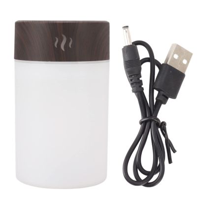 Mini Desk Humidifier, 260ml Small Personal Desktop Quiet Humidifier with USB, Colorful LED Night Light Wood Grain Cool Mist Humidifier for Bedroom Office Car(Deep Wood Grain)