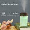 Mini Desk Humidifier, 260ml Small Personal Desktop Quiet Humidifier with USB, Colorful LED Night Light Wood Grain Cool Mist Humidifier for Bedroom Office Car(Deep Wood Grain) view 3
