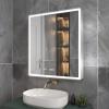 ExBrite 28"x32" Lighted Medicine Cabinet, Recessed/Surface LED Mirror Cabinet with Defog, Stepless Dimming, 3-Color Temp, Built-in Dual 1800W Power Outlets & 6000K Sensor Light view 1