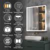 ExBrite 28"x32" Lighted Medicine Cabinet, Recessed/Surface LED Mirror Cabinet with Defog, Stepless Dimming, 3-Color Temp, Built-in Dual 1800W Power Outlets & 6000K Sensor Light view 2