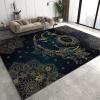 Black Gold Star Moon Sun Area Rugs, Celestial Sun Moon and Stars Indoor Non-Slip Kids Rug, Upholstery Rug with Non-Slip Backing for Kids Boys Girls Bedroom Living Room Dining Room Study 4ftx6ft view 1