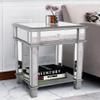 Artloge Mirrored End Table 2-Tier Square Nightstand with Drawer 25 inch High Silver view 1