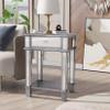 Artloge Mirrored End Table 2-Tier Square Nightstand with Drawer 25 inch High Silver view 3