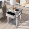 Artloge Mirrored End Table 2-Tier Square Nightstand with Drawer 25 inch High Silver view 4