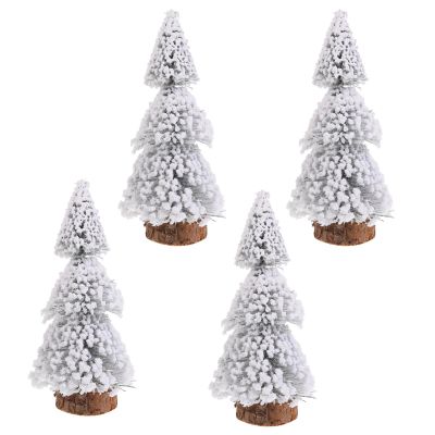 GANAZONO 4pcs Christmas Trees Tabletop Pine Tree Decor Snow for Holiday Parties and Home Decoration Flocking Christmas Ornaments