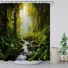 ZWSMZW Fantasy Green Jungle Shower Curtain Tropical Rainforest Natural Plant Forest Waterfall Mountain Outdoor Stream Bathroom Decor Fabric Curtains with Hooks view 2