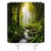 ZWSMZW Fantasy Green Jungle Shower Curtain Tropical Rainforest Natural Plant Forest Waterfall Mountain Outdoor Stream Bathroom Decor Fabric Curtains with Hooks view 3