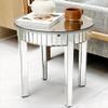 Artloge Mirrored End Table Nightstand Round Beveled Glass Top 17.7 inch Silver view 1