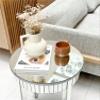 Artloge Mirrored End Table Nightstand Round Beveled Glass Top 17.7 inch Silver view 3