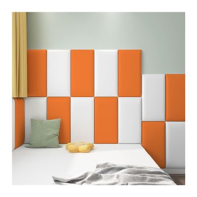 XLIHAWY Peel and Stick Wall Panels, Bedroom 3D Anti-Collision Wall Padding, Living Room Decorative Soundproof Waterproof Headboard(Orange,11.8x23.6in/1pcs)