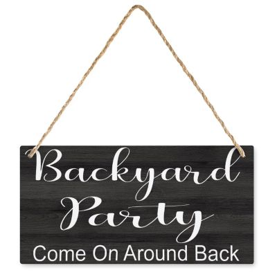 Backyard Party Come On Around Back Wood Sign Rustic Wooden Autumn Porch Sign For Front Door Home Living Room Garden Harvest Thanksgiving 12" X 6"