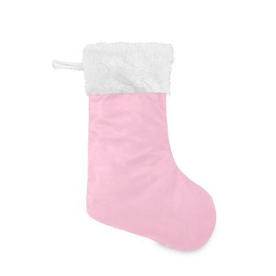 Burbuja Azalea Pink Solid Christmas Stocking 18 in Hanging Stocking with White Cuff, X-mas Stocking for Family Holiday Party Decorations, 1 Pack