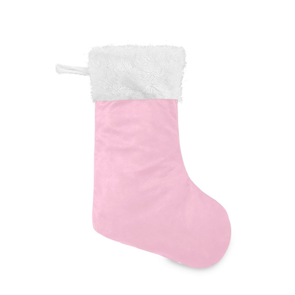 Burbuja Azalea Pink Solid Christmas Stocking 18 in Hanging Stocking with White Cuff, X-mas Stocking for Family Holiday Party Decorations, 1 Pack