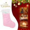 Burbuja Azalea Pink Solid Christmas Stocking 18 in Hanging Stocking with White Cuff, X-mas Stocking for Family Holiday Party Decorations, 1 Pack view 4