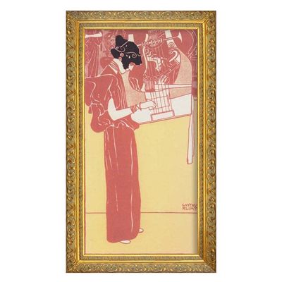 Musik by Gustav Klimt Canvas Poster Canvas Poster Framed Canvas Wall Art for Home and Office Decoration Canvas Wall Pictures for Bedroom Wall Decor Canvas Art Print Gold Frame B,14x28inch