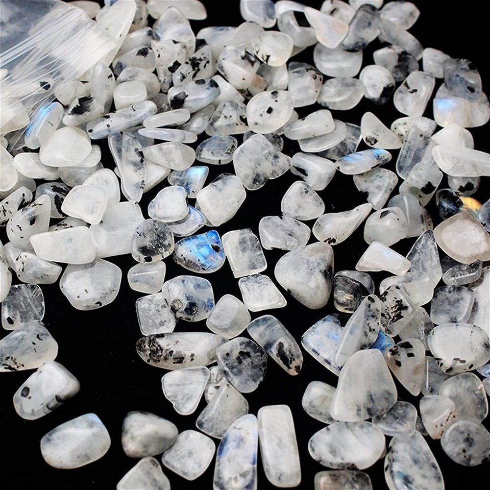 AMHIL Minerals Stones Natural White Blue Moonstone Broken Stone Places Toddler Fishbowl Flower Pot Crystal Stones Decoration