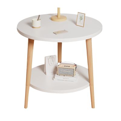 DELURA Double Layer, Round Night Stand, Coffee Tables, Side Table, End Table, Shelving for Small Spaces (Size : 50CM)