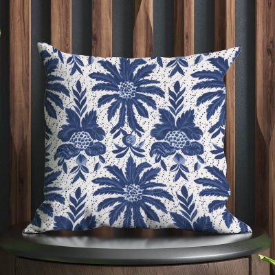 COVOME Indigo Blue Trellis Throw Pillow Covers Asian Scenic Chinoiserie Pillow Case Throw Pillow Cover Retro Outdoor Garden Decoration for Couch Sofa Bed Living Room Decor 24x24 in