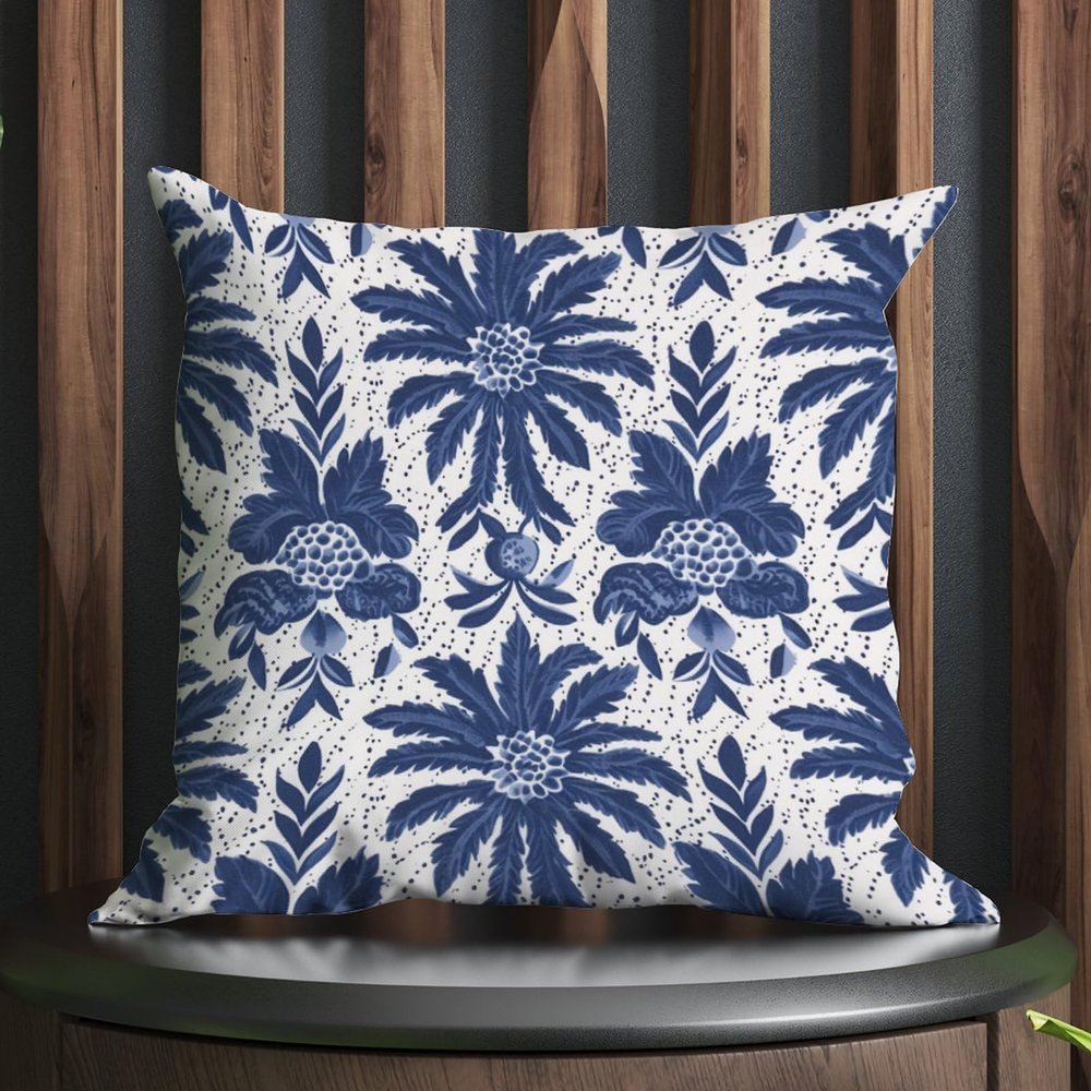 COVOME Indigo Blue Trellis Throw Pillow Covers Asian Scenic Chinoiserie Pillow Case Throw Pillow Cover Retro Outdoor Garden Decoration for Couch Sofa Bed Living Room Decor 24x24 in