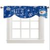 Blue Christmas Tie Up Valance Curtains for Living Room/Bedroom/Bathroom/Kitchen Window, Rod Pocket Drape Curtains Small Cafe Drapery Tiers Window Treatment, Winter Snowflake Snowman 42"x12" view 1