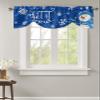 Blue Christmas Tie Up Valance Curtains for Living Room/Bedroom/Bathroom/Kitchen Window, Rod Pocket Drape Curtains Small Cafe Drapery Tiers Window Treatment, Winter Snowflake Snowman 42"x12" view 2