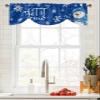 Blue Christmas Tie Up Valance Curtains for Living Room/Bedroom/Bathroom/Kitchen Window, Rod Pocket Drape Curtains Small Cafe Drapery Tiers Window Treatment, Winter Snowflake Snowman 42"x12" view 4