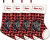 MALIHONG 4 Pack Christmas Stockings for Cat Custom Name Blue Russian Cat Christmas Tree Hanging Stocking Red Buffalo Plaid Snowflake Xmas Holiday Cat Lovers Gift 14.4" view 1