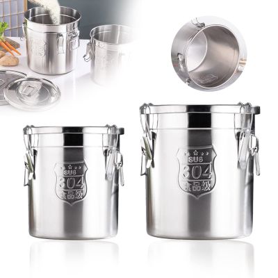 6L/12L Rice Bucket Household Sealed, 304 Stainless Steel Cereal Container, Metal Kitchen Airtight Canister Rice with Lid and Handles, Food Grade Storage Bucket for Rice, Flour, Cereral, Oil (6L)