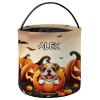 KafePross Personalized Halloween Trick or Treat Bag Smiling Bulldog Puppy Dog Pumkin Decor Basket Candy Gifts Bucket 9 x 9.8 Inch view 1