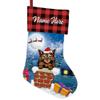 MALIHONG Personalized 1 Pack Christmas Stocking Somali Cat Santa Gift in Chimney Christmas Tree Hanging Stocking Gift Buffalo Plaid Family Holiday Xmas Party Christmas Decor 14.4" view 1