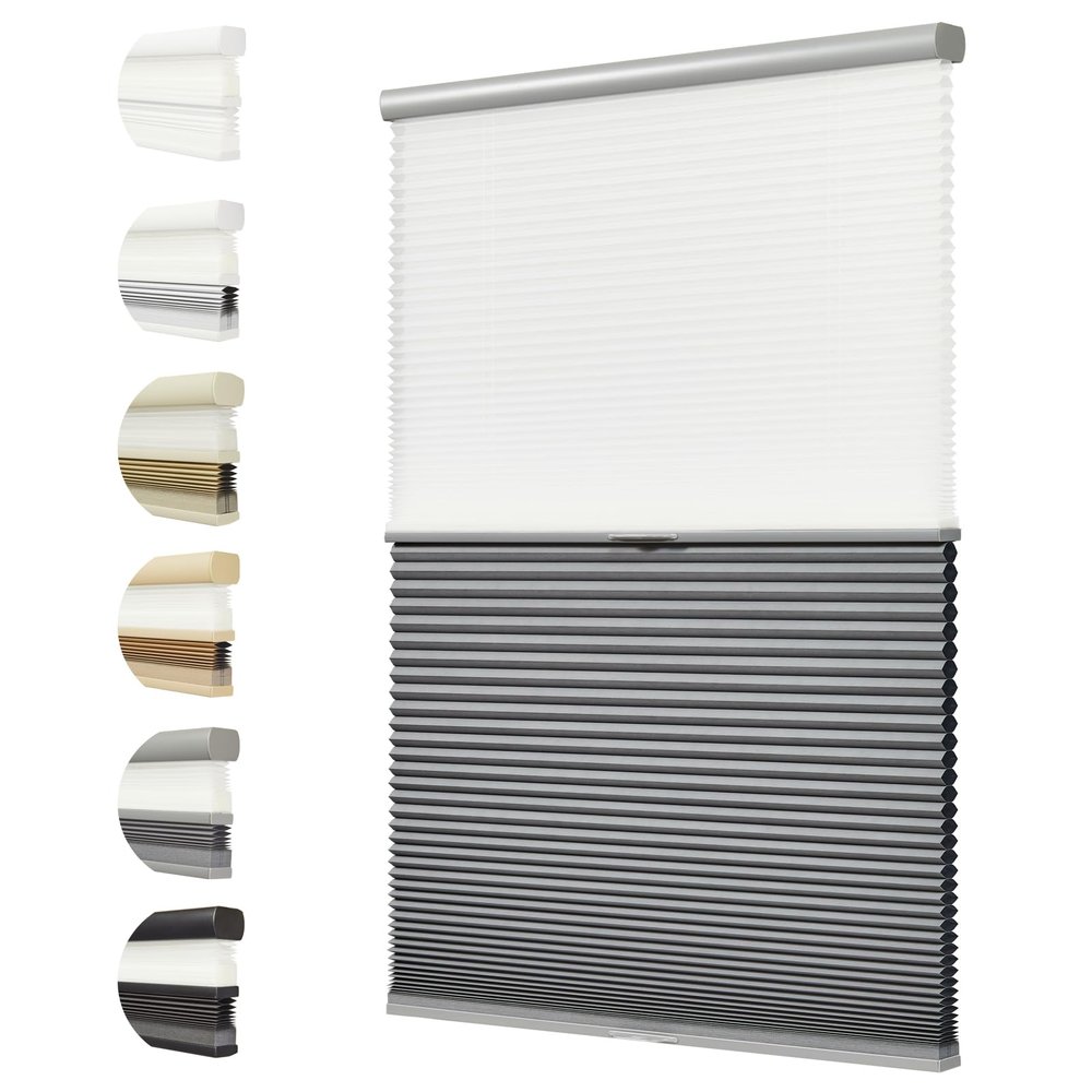 Persilux Top Down Bottom Up Blackout Cellular Cordless Shades & Blinds, Honeycomb Window Blinds for Windows with Sheer, Window Shades for Home, 1.5" Single Cell Door Blinds (33" W x 78" H, Grey)