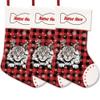 MALIHONG 3 Pack Christmas Stockings for Cat Custom Name Black Silver Tabby Maine Coon Cat Christmas Tree Hanging Stocking Red Buffalo Plaid Snowflake Xmas Holiday Cat Lovers Gift 14.4" view 1