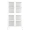 CuisinSmart Glass Display Cabinet with Doors, 4-Tier Adjustable Shelves and Feet Modern Bookshelf Cabinet Cold-Rolled Steel Storage Cabinet for Home Living Room Office-White view 1