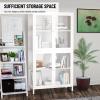 CuisinSmart Glass Display Cabinet with Doors, 4-Tier Adjustable Shelves and Feet Modern Bookshelf Cabinet Cold-Rolled Steel Storage Cabinet for Home Living Room Office-White view 3