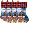 MALIHONG Personalized 4 Pack Christmas Stocking Somali Cat Santa Gift in Chimney Christmas Tree Hanging Stocking Gift Buffalo Plaid Family Holiday Xmas Party Christmas Decor 14.4" view 1