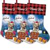 MALIHONG Personalized 3 Pack Christmas Stocking Tabby Devon Rex Cat Santa Gift in Chimney Christmas Tree Hanging Stocking Gift Buffalo Plaid Family Holiday Xmas Party Christmas Decor 14.4" view 1
