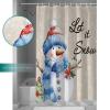 TocaHome Christmas Cloth Bathroom Shower Curtain Liner, Washable Durable Bath Curtain with Hooks, Xmas Tree Snowman Snowflake Bird Textured Decorative Shower Curtains 36"x78" view 3
