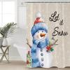 TocaHome Christmas Cloth Bathroom Shower Curtain Liner, Washable Durable Bath Curtain with Hooks, Xmas Tree Snowman Snowflake Bird Textured Decorative Shower Curtains 36"x78" view 4