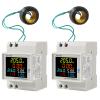 DWEII 2Pack Single Phase Energy Meter Din Rail Electricity Usage Monitor AC 40-300V 100A Voltmeter Ammeter Watt Kwh Frequency Power Meter External CT 110V view 1