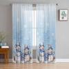 2 PCS Blue Christmas Snowman Semi-Sheer Chiffon Curtains 108 Inches Long,Rod Pocket Voile Curtain Panels,Window Sheer Drape Curtains for Living Room/Bedroom/Kitchen,Xmas Snowflake Tree Branch 104x108 view 1