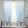 2 PCS Blue Christmas Snowman Semi-Sheer Chiffon Curtains 108 Inches Long,Rod Pocket Voile Curtain Panels,Window Sheer Drape Curtains for Living Room/Bedroom/Kitchen,Xmas Snowflake Tree Branch 104x108 view 2